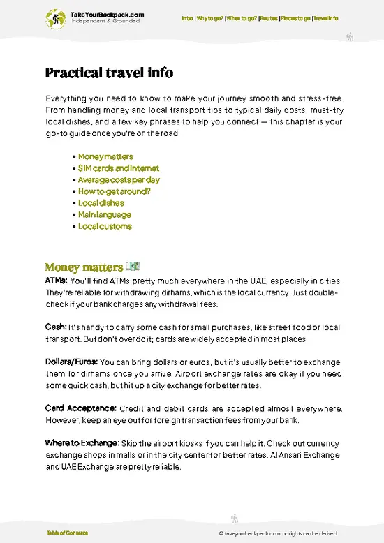 example page 7 from our offline Travel Guide for United Arab Emirates